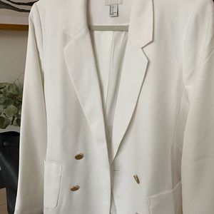 Double breasted blazer with gold accents